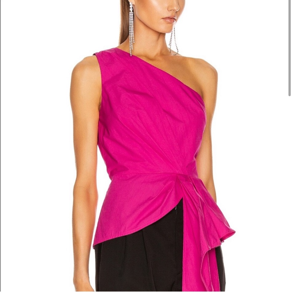 Self Portrait one shoulder hot pink top